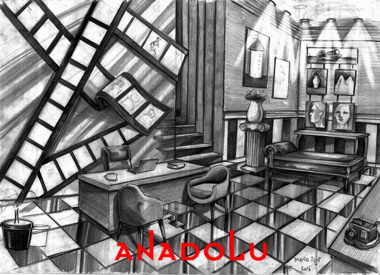 Karakalem Bir İş Yeri Çizim İmgesel Çalışması İstanbul